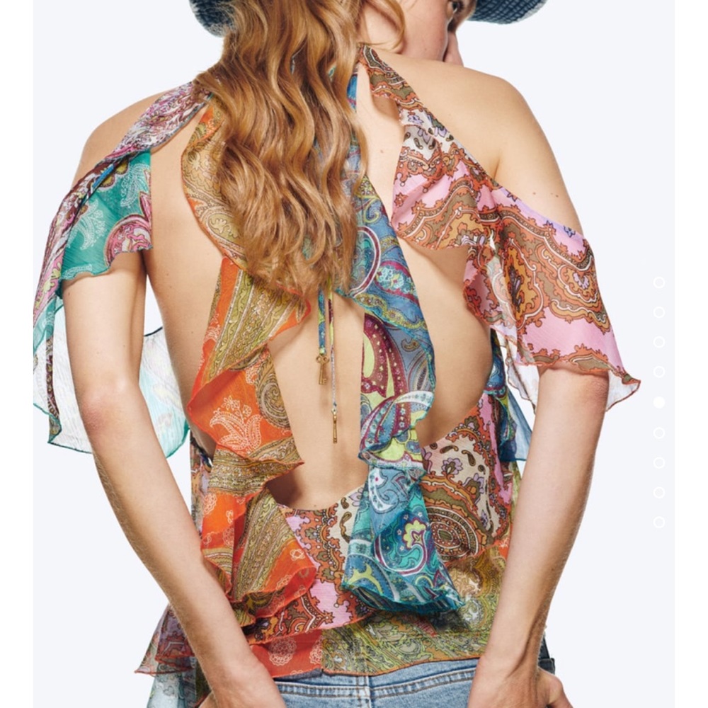 ZARA Ruffled Patchwork Top Limited Edition NWT - Picture 4 of 5